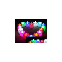 Bougies LED bougies chauffe-plat de mariage bougie électronique fête événement sans flamme bougies de batterie vacillante en plastique décor à la maison Colorf Drop Dhqn0