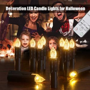 Kaarsen Led Met Flikkerende Vlam Timer Afstandsbediening Batterij Operated Nep Kaars Voor Kerst Woondecoratie Halloween Zwart 230808