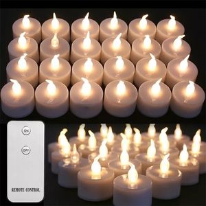 Bougies Lilin LED berkedip 24 buah tanpa Remote kendali jarak jauh dengan baterai pour dekorasi pernikahan rumah Natal 230904