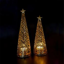 Cougies Metal Christmas Tree Candlestick Christmas Candle Candle de mariage européen Décoration de mariage Cire de thé Small Round Cup Candle Holder Gift