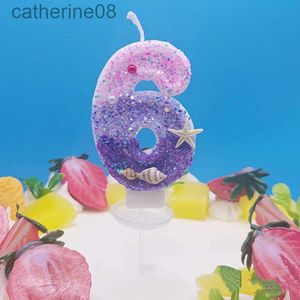 Cougies Ocean Sirène Cake Decoration Forme numérique Cougie rose Purple Decorative Girls Birthday Party Cake Decoration Topper D240429