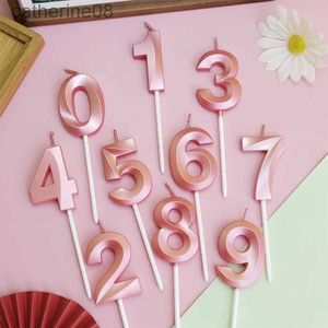 Kaarsen opera huis 0-9 digitale kaarsen gelukkige verjaardag cake decoratieve kaarsen kleine prinses meisjes roze feestnummer kaarsen d240429