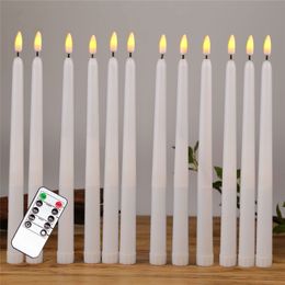 Kaarsen Pak van 12 Afstandsbediening LED Vlamloze Taper Kaars voor Diner Plastic Flikkerende Batterij-aangedreven Centerpieces 230808