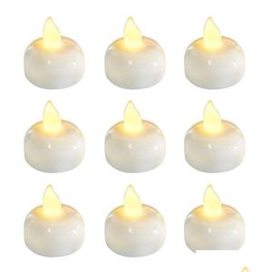 Paquete de velas de 6 lámparas impermeables sin envejecimiento flamas flotando en agua Led Led Led Plastic Battery Lights para la piscina Spa Dhlam D Dhlam