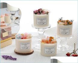 Bougies Décoration préservée Bougies parfumées aux fleurs Fumée avec base et boîte-cadeau Cadeaux exquis Livraison directe 2021 Accueil Homeindus6447200