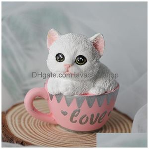 Velas Przy Teacup Cat Mold Jabón Mod Sile Cute Cartoon Molds Fondant hecho a mano Clay Resin Candle 220531 Drop Delivery Home Garden Dhrmn