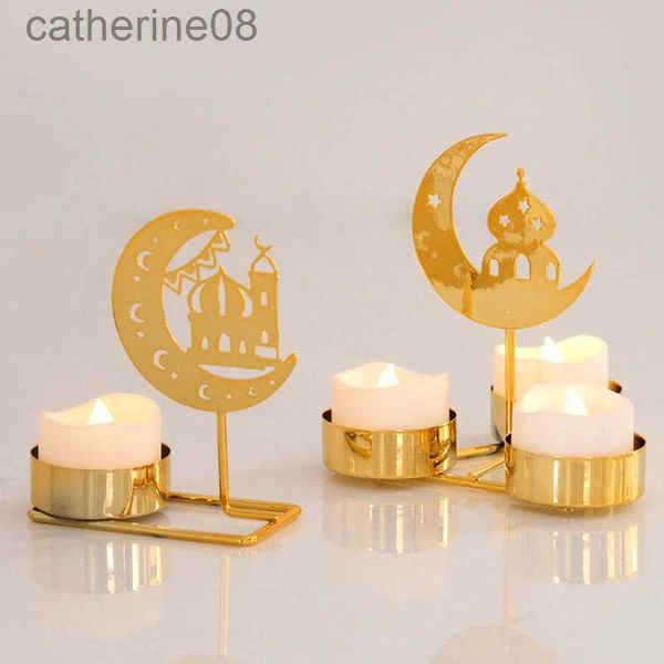 Bougies Ramadan Candlers 2024 Eid Mubarak Home Decoration Metal Candlestick Ramadan Kareem Islamic Muslim Supplies Eid al Adha Gift D240429