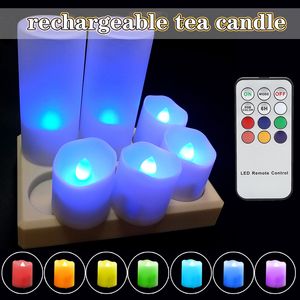 Bougies rechargeables bougies chauffe-plat avec télécommande colorée LED piles électriques veilleuse noël pâques décoration de la maison 230907