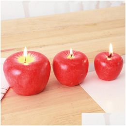 Velas S / M / L Vela de manzana roja con caja Forma de fruta Lámpara perfumada Cumpleaños Regalo de boda Fiesta de Navidad Decoración del hogar Venta al por mayor Dro Dhomd