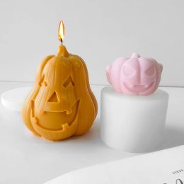 Cougies Skull Pumpkin Head Series Silicone Candle Moule Diy Halloween Horror Theme Sculpture Epoxy PlâTER SOAP Tool pour Gift Home
