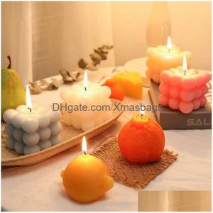 Bougies Petite bulle bougie carrée cire de soja aromathérapie détente cadeau d'anniversaire 1 inventaire en gros livraison directe maison jardin Dhqjs