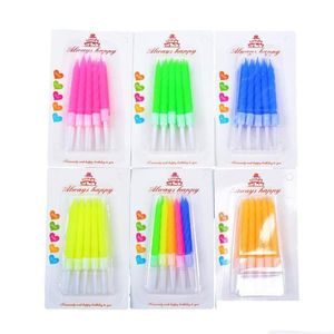 Bougies Couleur unie Style simple Cristal Fileté Fête d'anniversaire Bougie Adt Enfants Enfants Baby Shower Gâteau Décor Cadeau 10pcs / Set Drop D Dhzrr