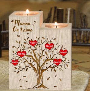 Kaarsen voor mijn gepersonaliseerde mama houten kaarsenstokhouder Diy Woodine of Life Family Tree Voornaam voor mama Gift Home Decors