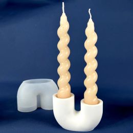 Bougies U Candlestick Silicone Moule Diy Diy Flore fait à la main Epoxy Resin Béton Candlers Coulage des moules à la maison Fournitures