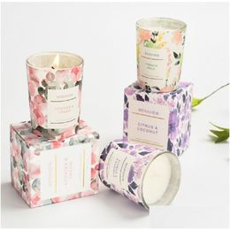 Bougies de mariage de luxe bougie parfumée cadeau coton mèche bougies de cire de soja arôme pot en verre parfum sans fumée série de fleurs aromathérapie Dhwig