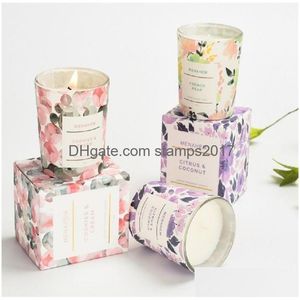 Kaarsen Bruiloft Luxe Geurkaars Cadeau Katoenen Lont Sojawas Aroma Glazen Pot Rookloze Geur Bloem Serie Aromatherapie Drop D Dhl37