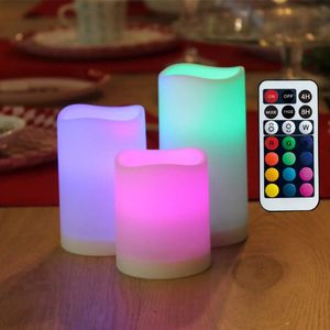 Bougies WRalwaysLX LED à changement de couleur sans flamme avec télécommande, paquet de 3 alimentées par 3 piles AAAEXCL 231023