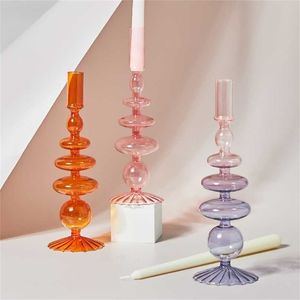 Candlesticks Houders Retro Glass Classic Craft for Wedding Decorations Candle Holder 211222