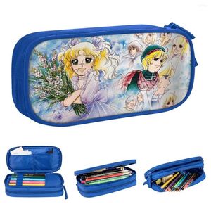 Candy anime crayon crayon japonais cascles de crayon support pour filles garçons grand sac de rangement Sac étudiants accessoires