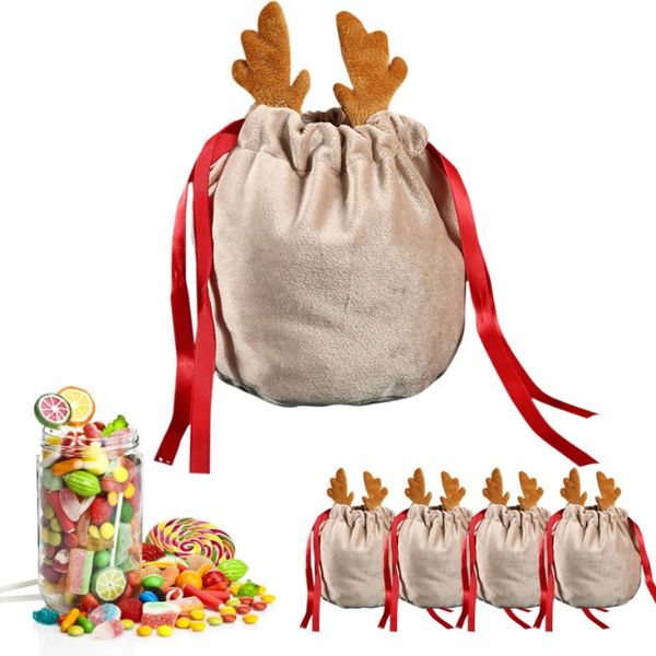 Sac à bonbons renne veet santa sacs sacs sacs de Noël décoration de Noël