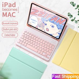 Para iPad Air 4 10.9 Pro 11 Cubierta de caja de cuero de teclado inalámbrico para 9.7 teclados Bluetooth con ranura para lápiz de soporte