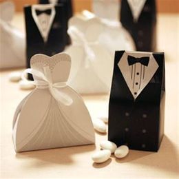 Candy Box Bride Groom Wedding Bridal Favor Boxes Boîtes à cadeaux Tuxedo 100 PCS 50 PAIR NEW2734