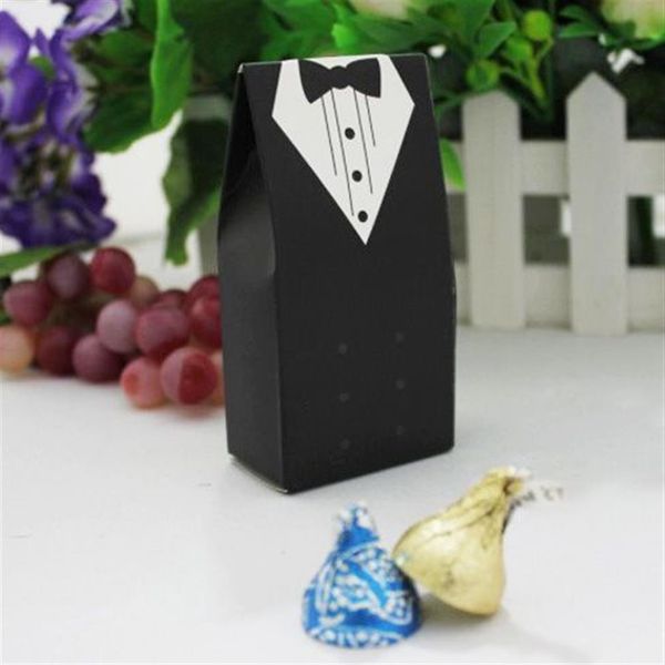 Boîte à bonbons pour mariée et marié, coffrets cadeaux pour cadeaux de mariage, robe de smoking, 100 pièces, 50 paires, New2461