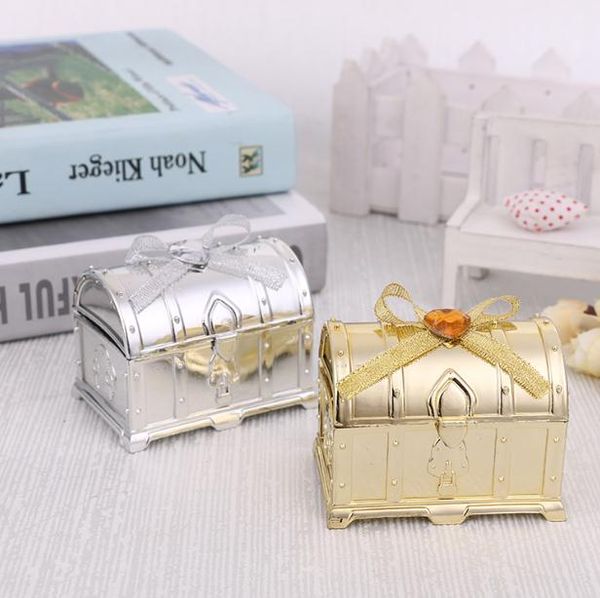 Boîte à bonbons coffre au trésor boîte de faveur coffrets cadeaux de mariage boîte en or et en argent pour mariage bébé fête d'anniversaire SN3497