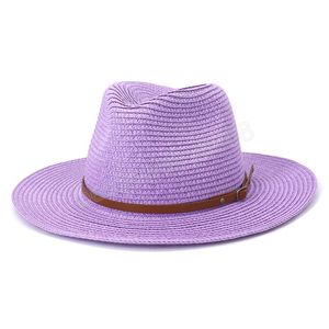 Bonbons couleur décontracté soleil paille chapeaux pour femmes mode été hommes plage Panama Jazz chapeau Femme mâle large bord vacances visières chapeaux