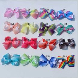 Snoep Kleur Kinderen Meisjes Bogen Little Haar Clip Accessoires Kleding Set Rainbow 15cm * 12cm 210529