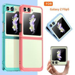 Bonbons Couleur Cristal Acrylique Dur PC Clair Cas Doux TPU Pare-chocs Antichoc Anti-Rayures Pour Samsung Galaxy Z Flip Fold 5G 3 4 5 Flip3 Flip4 Flip5 Fold3 Fold4 Fold5