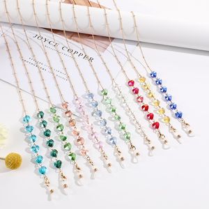 Cadenas para gafas con cuentas de corazón de cristal de Color caramelo, cordón para anteojos, cuerda para anteojos, cordón para gafas de sol, correa para el cuello, regalo para mujer