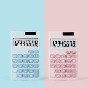 Calculadoras lindas de color caramelo Mini calculadora portátil para estudiantes de 8 dígitos solares Útiles escolares de oficina 2 colores