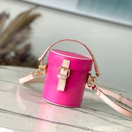 Sac de concepteur de couleurs de bonbons sac mini-baquet de baril à baril en cuir breveté monogramme de qualité miroir avec boîte L305