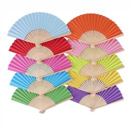 Bonbons Couleur DIY Pliant Fan Party Favor Simple Face Fan De Papier Enfants Peinture Cadeau Fournitures 12 Couleurs