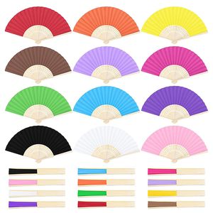 Candy Color Diy Folding Fan Party Favor single Sided Paper Fan Children's Painting Cadeau