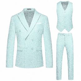 Couleur bonbon Double boutonnage Design Costume 3Pcs / 2Pcs Formel Busin Mariage Social Tuxedos Haute Qualité Hommes Solid Slim FitSuits A5SF #