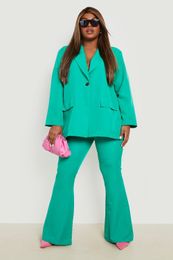 Candy Color Green Women Pants Pakken Set Plus Size Girl Blazer Wide Leg Double Breasted Office Lady Party Prom Dress