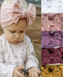Snoepkleur baby baby nylon bowknot hoofdband kinderen elastische haarband kinderen zachte hoofddeksels1240248