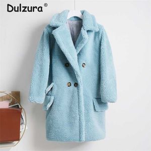 Bonbons Couleur Long Teddy Manteau Femmes Veste Automne Hiver Épais Chaud Rembourré Vestes Manteaux Surdimensionné Dames Laine D'agneau Manteaux De Fourrure 211007