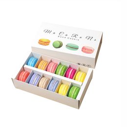 Candy Color Macaron Box 12 Cells Gift Wrap Cake Biscuit Muffin Boxes 20 * 11 * 5 CM Envasado de alimentos Regalos Papel