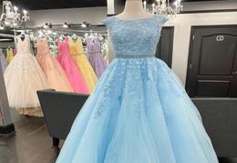 Candy Color PROM Dress 2020 Ball Azgo Ivory Blush Pink Fucsia Amarillo Lavender Long Quinceanera Gowns Lace hacia atrás Sweet 16 Vestidos C1609597