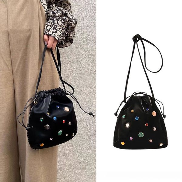 Bonbons couleur strass sacs de soirée mode Mini Bundle bouche seau sac cordon une épaule sacs à bandoulière