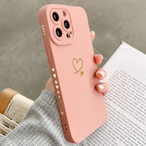 Candy Color Silikon Handyhülle für iPhone 15 plus 11 12 13 14 15 Pro Max Cute Love Heart Frame Soft Cover