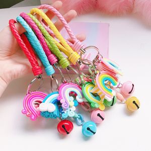 Candy Color Star Rainbow Keychain Tassel Charm Keyring Key Holders Bag Hangt Fashion Jewelry Cadeau Will en Sandy New