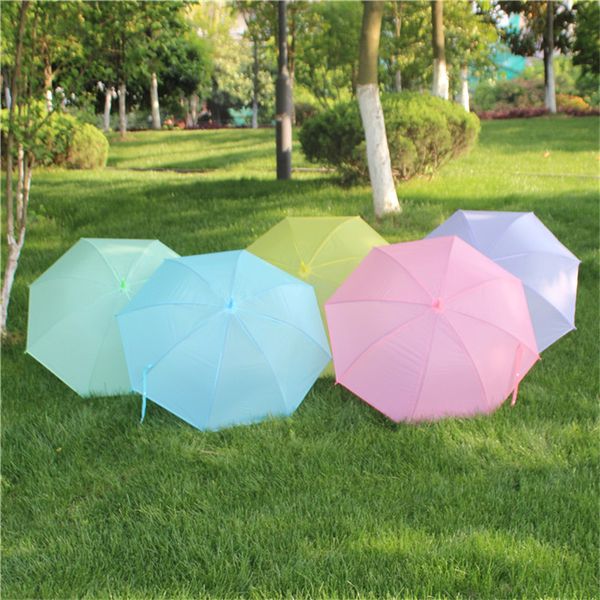 Candy Color Umbrellas Grosted Solid Color Color Handle Handle Umbrella Automatic 8 Os PVC Umbrellas Rainbow Color Color Color