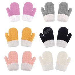 Candy Color Winter Warm Kids Gloves Soft Plush Knitted Thicken Gloves Children Girls Boys Casual Outdoor Windproof Mittens