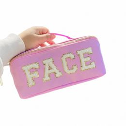 Candy Color Dames cosmetische tassen Paste letters dames draagbare make -uptas handtassen grote capaciteit vrouwelijke Travle Box opbergtas 374G#