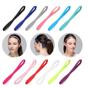 Candy Color Yoga Hair Bands Girls Women Men Men Sport Anti-slip Elastische polyester Rubber voetbal Running Sporthoofdband 12 kleuren