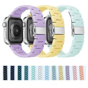 Candy Gekleurde drie kralenriem voor Apple Watch -banden 44 mm 42 mm 40 mm 38 mm met zilveren gesp bracelet Iwatch Series 7 6 SE 5 4 3 Watchband Smart Accessories
